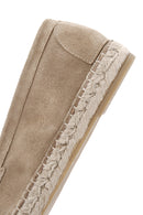 Women's Beige Suede Leather Espadrille | Derimod