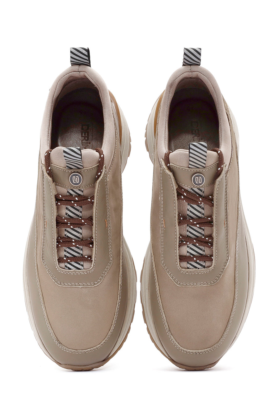 Erkek Vizon Bağcıklı Nubuk Deri Sneaker