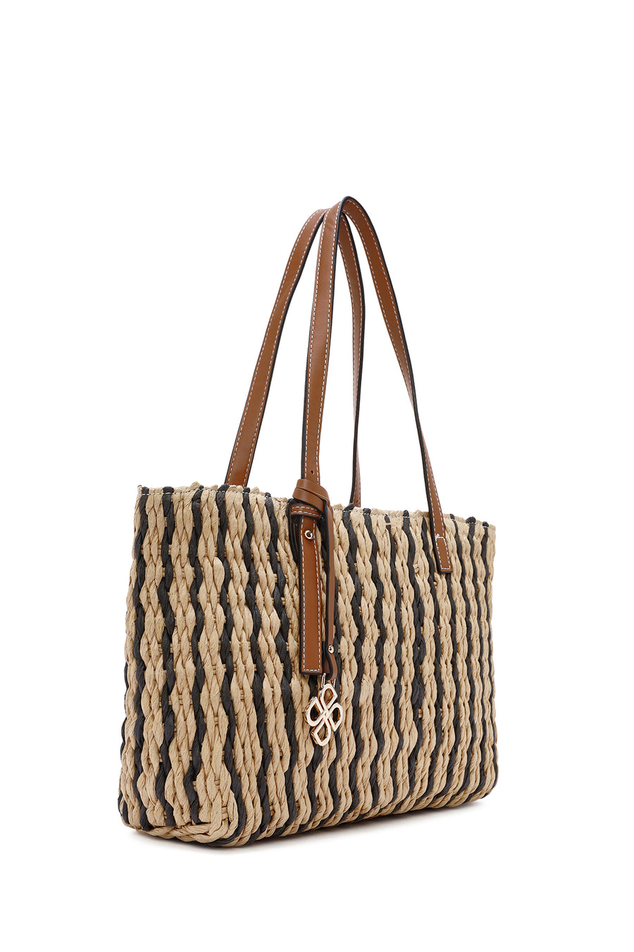 Women's Beige Straw Shoulder Bag