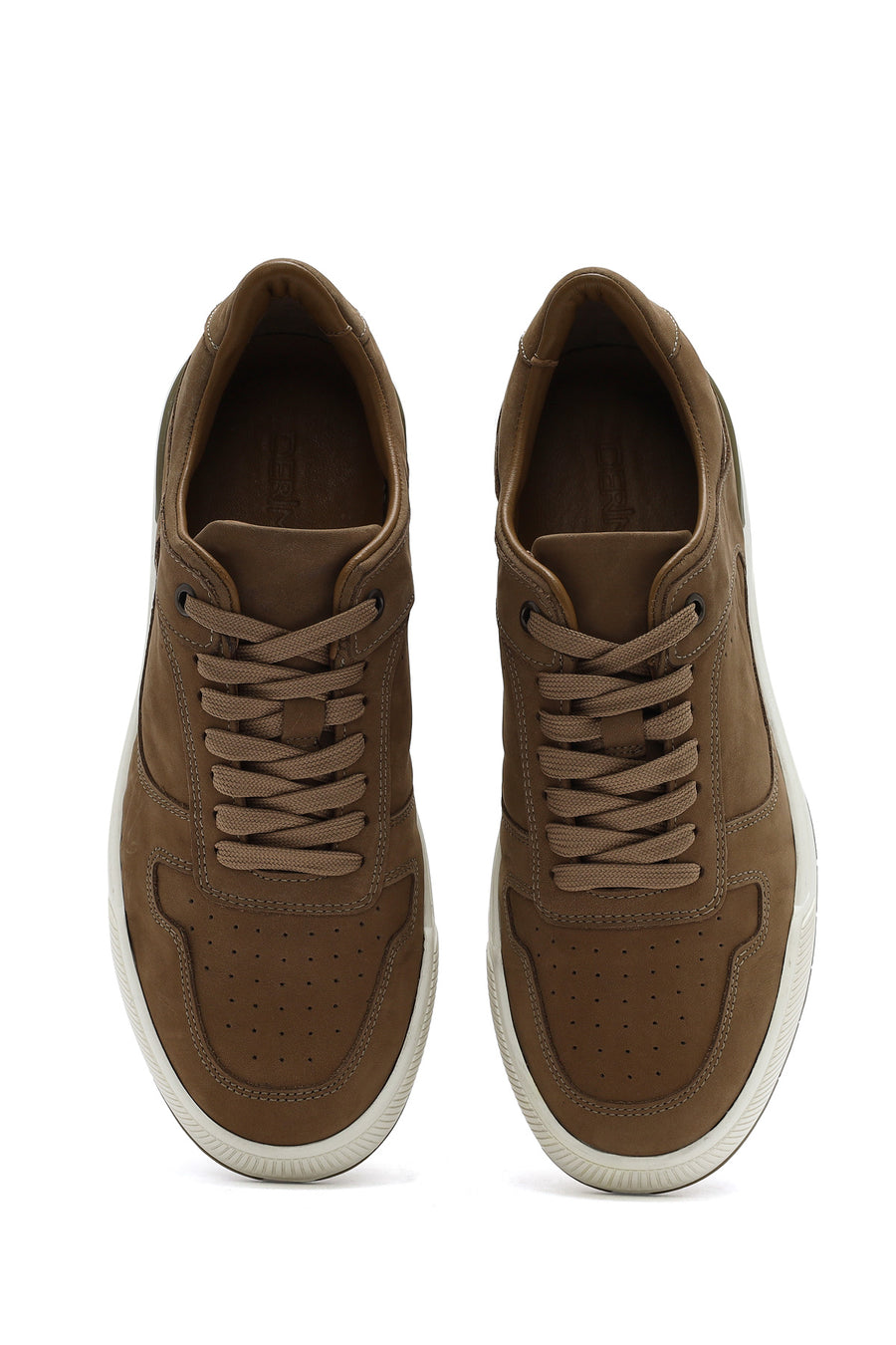 Men's Beige Lace-Up Nubuck Leather Sneaker