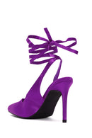 Women's Purple Ankle Strap Satin Heeled Shoes | Derimod