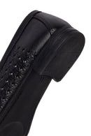 Woman Black Patterned Leather Loafer | Derimod
