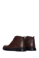 Men's Brown Leather Zippered Casual Boots | Derimod