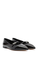 Women's Black Accessory Detailed Patent Leather Ballerinas | Derimod