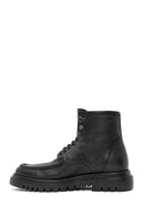 Men's Black Lace-Up Leather Combat Boots | Derimod