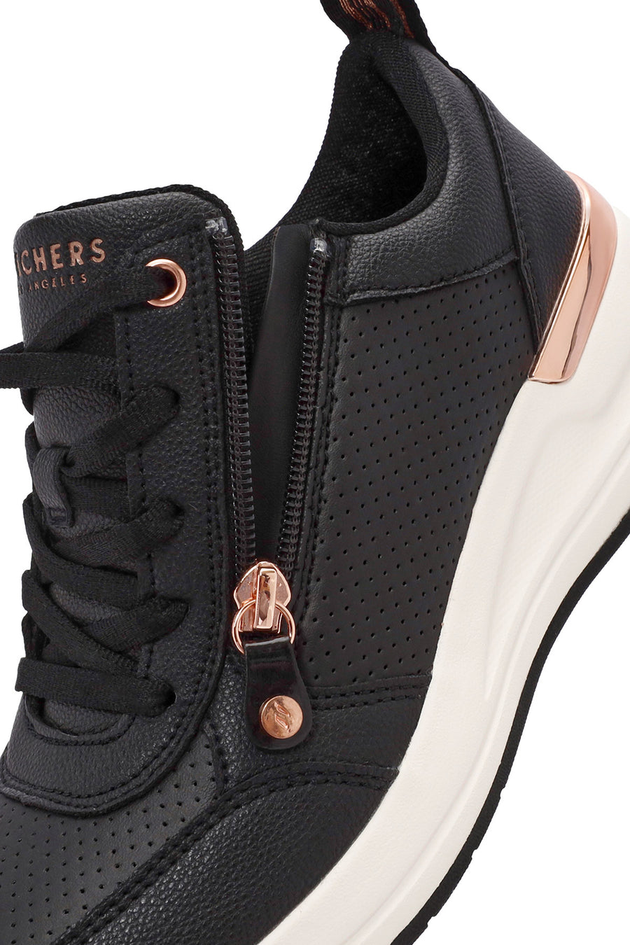 Skechers Kadın Siyah Billion Bağcıklı Fermuar Detaylı Deri Sneaker