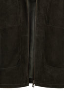 Lorenzo Male Gray Stand Collar Suede Leather Jacket | Derimod