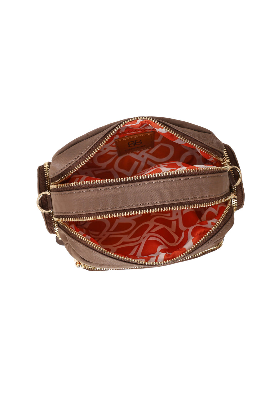 Woman Brown Fabric Mini Crossbody Bag