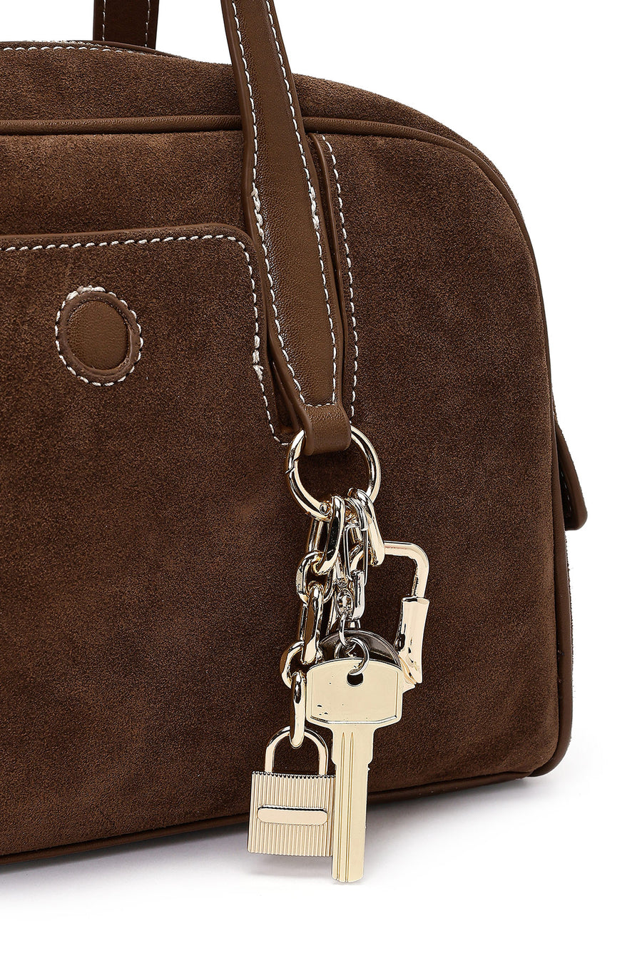 Woman Brown Long-Strap Suede Shoulder Bag