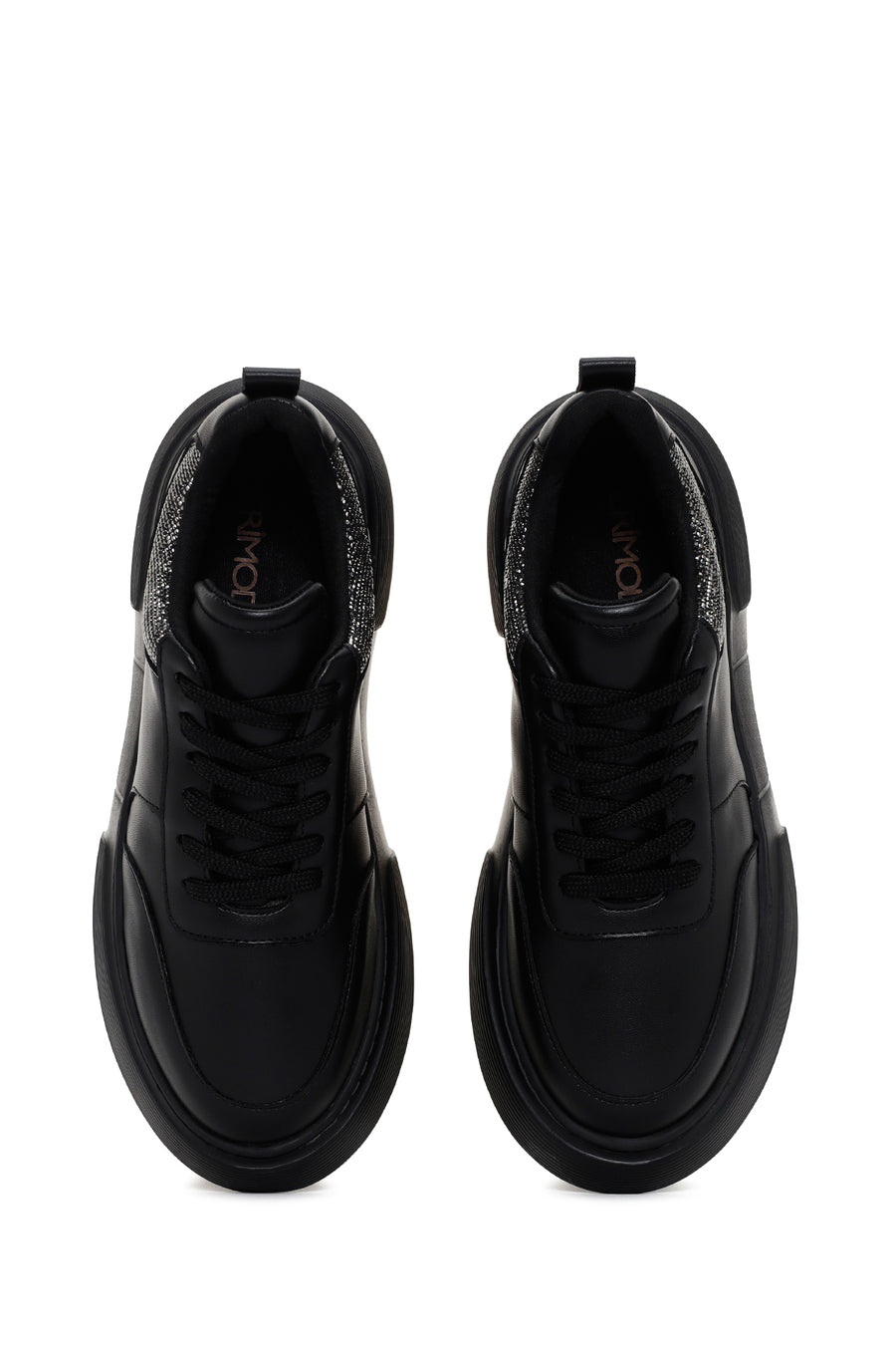 Kadın Siyah Kalın Tabanlı Taşlı Sneaker