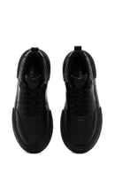 Women's Black Thick Soled Stone Sneaker | Derimod