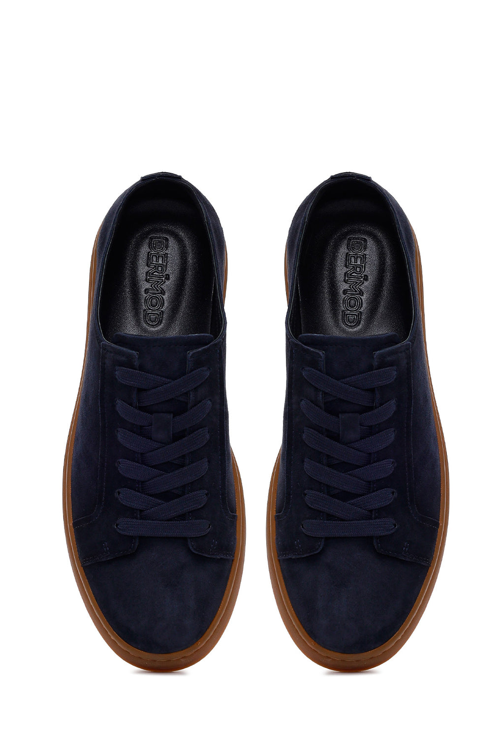 Erkek Lacivert Bağcıklı Süet Deri Sneaker