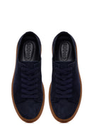 Male Navy Lace-up Suede Leather Sneaker | Derimod