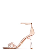 Women's Beige Stone Ankle Strap Thin Heel Sandals | Derimod