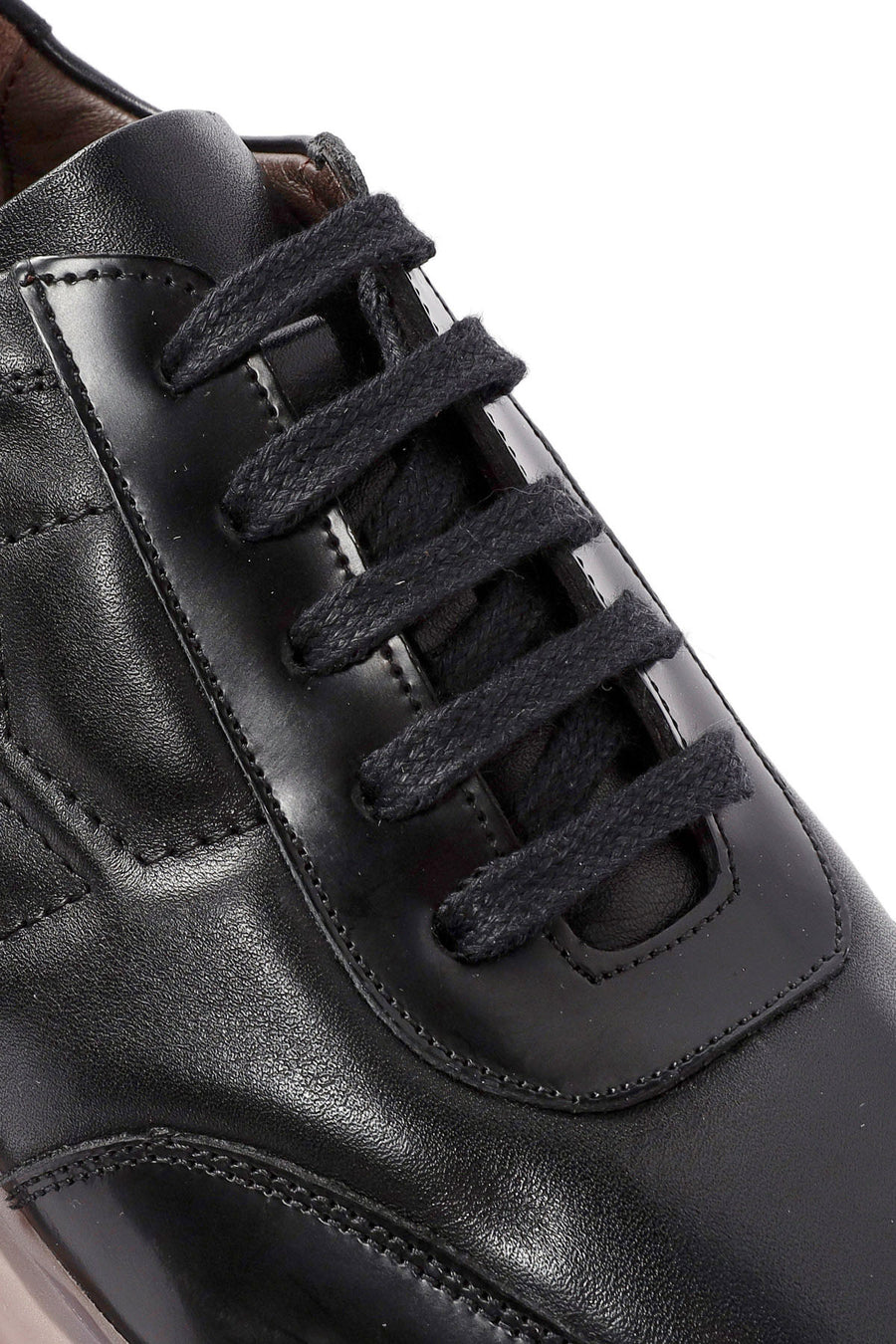 Men's Black Lace-up Leather Sneaker