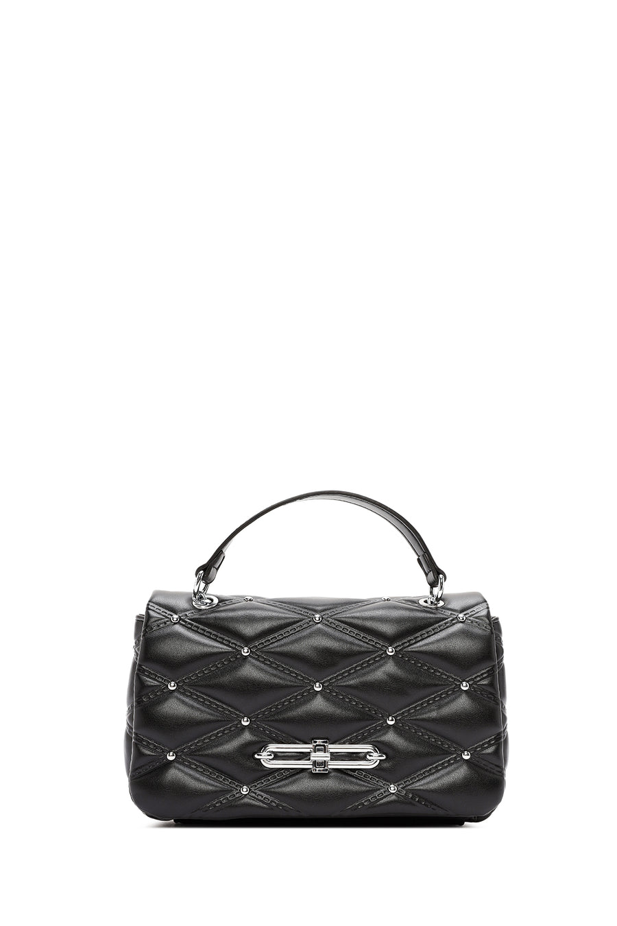 Women's Black Long Strap Quilted Patterned Shoulder Bag