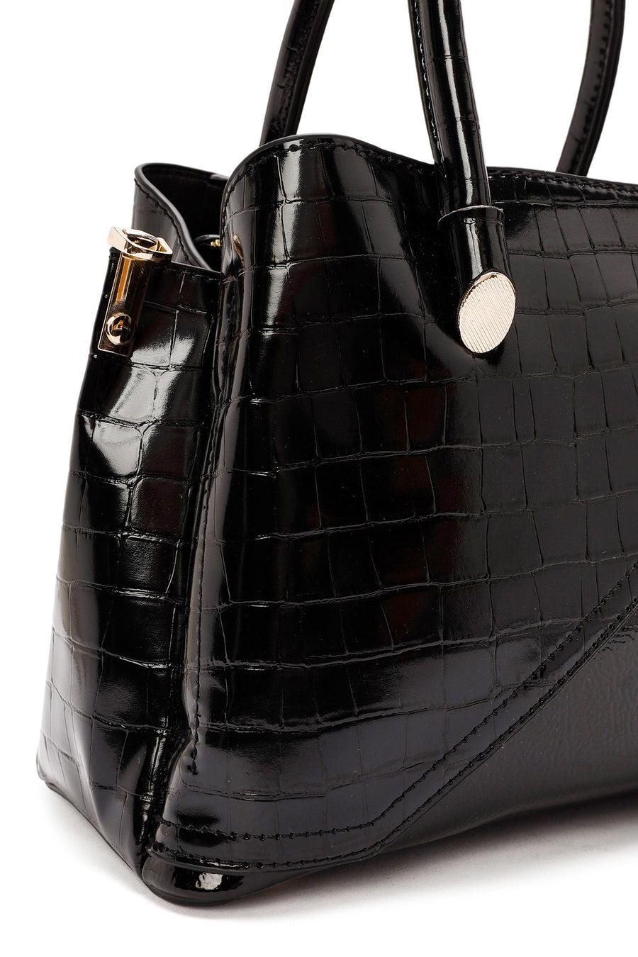 Women's Black Long Strap Crocodile Handbag