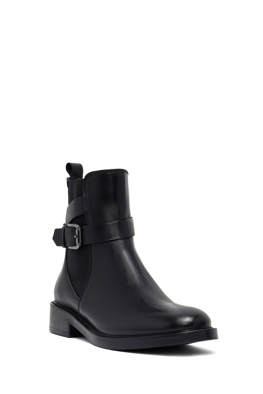 Woman Black Zippered Leather Boat