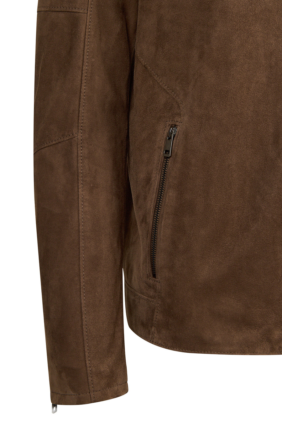 Ronaldo Male Tan Zip Closure Suede Jacket