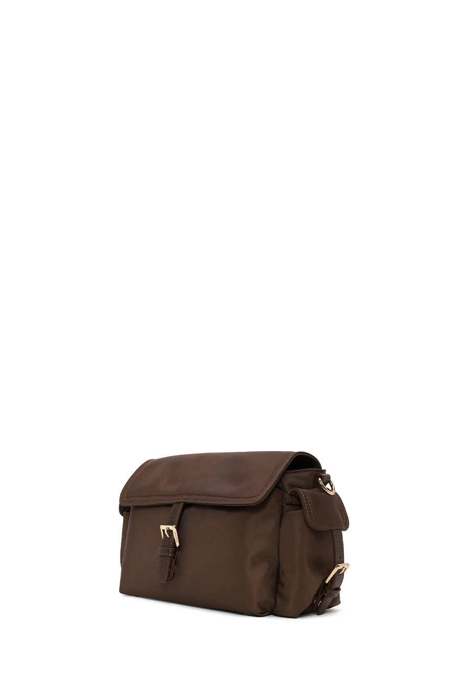 Woman Brown Fabric Crossbody Bag