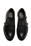 Men's Black Double Buckle Leather Casual Shoes | Derimod