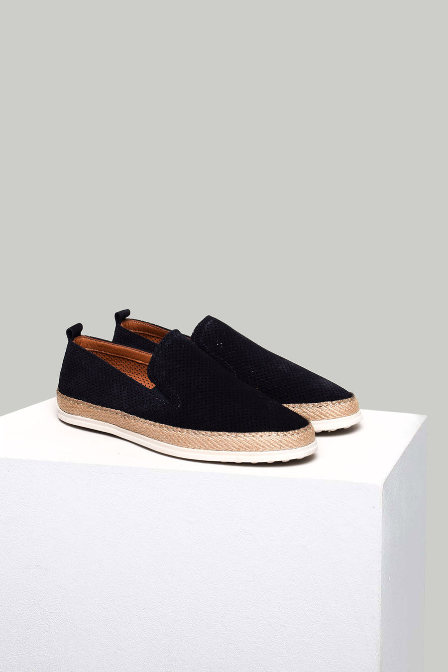Navy Blue Suede Leather Men's Espadrille