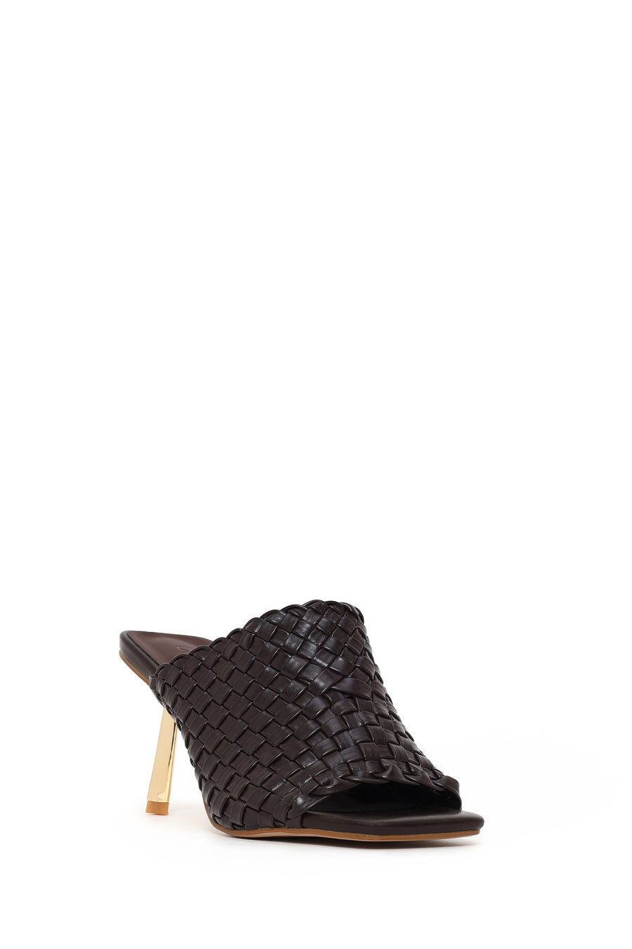 Woman Brown Braided Thin-Heeled Slipper