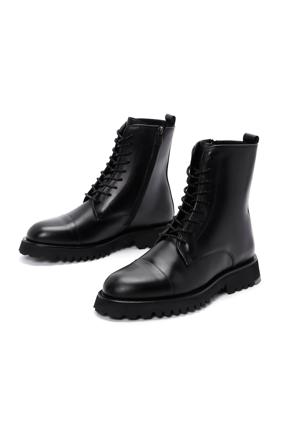 Men's Black Leather Zippered Boots