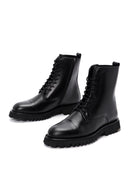 Men's Black Leather Zippered Boots | Derimod