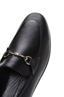 Women's Black Leather Masculine Loafer | Derimod