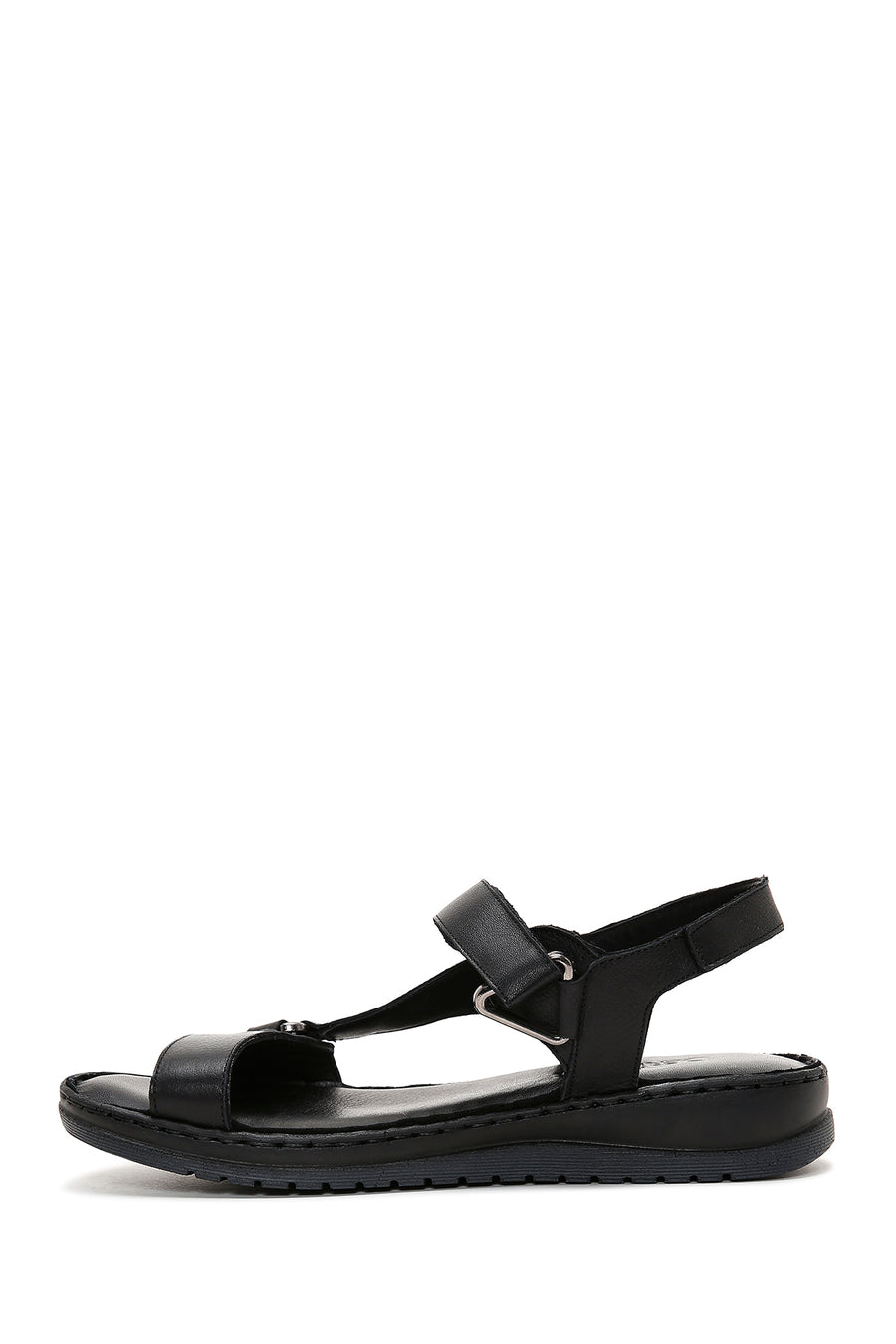 Women's Black Ankle Strap Leather Comfort Sandals