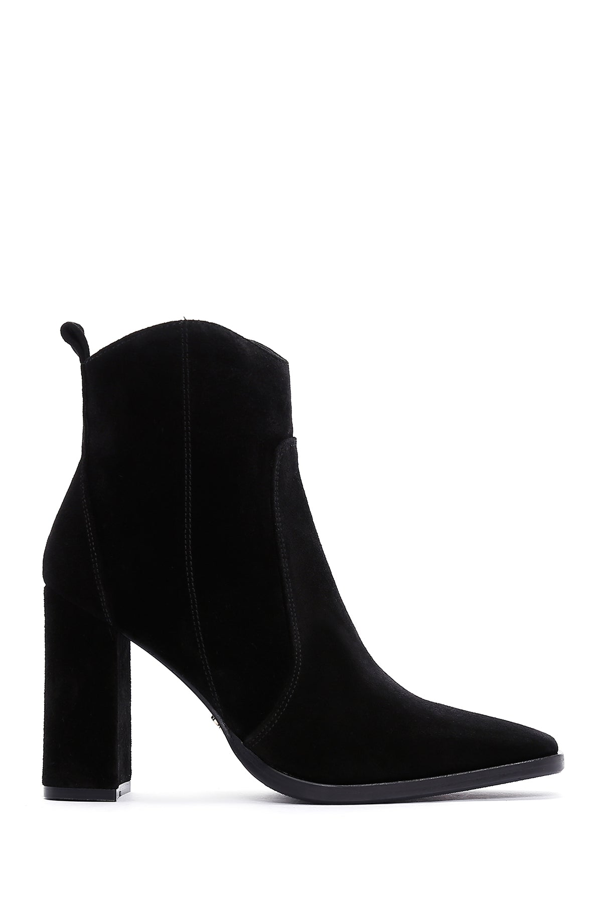 Women's Black Suede Leather Heeled Boots 23WFD134210 | Derimod