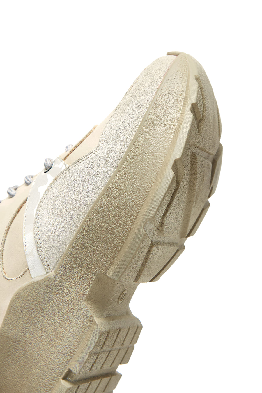 Kadın Bej Deri Süet Detaylı Kalın Tabanlı Sneaker