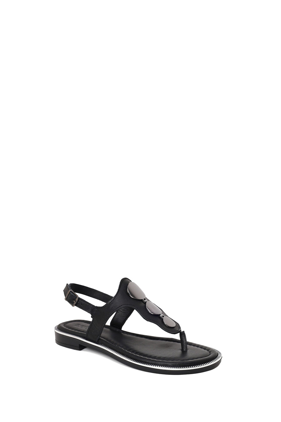 Women's Black Leather Flip-Flop Sandals