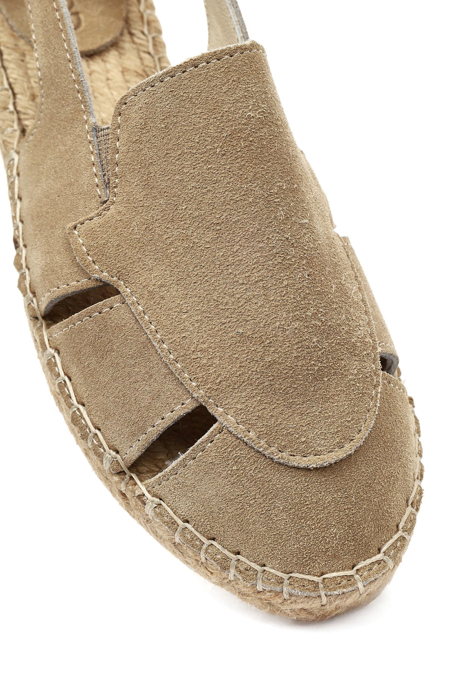 Woman Beige Suede Leather Espadrille Sandals