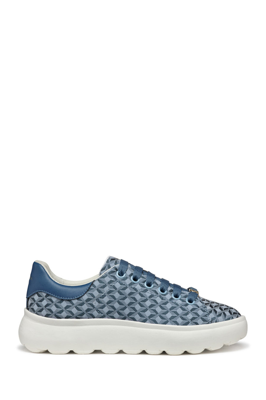 Geox Women's Blue D Spherica Ec4.D - Em. Tex + Sy Laced Patterned Thick Soled Sneaker D55TCD0DSBCC4005 | Derimod