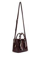 Women's Burgundy Accessory Detailed Long Strap Crocodile Patterned Handbag | Derimod