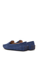 Women's Navy Blue Suede Leather Classic Loafer | Derimod