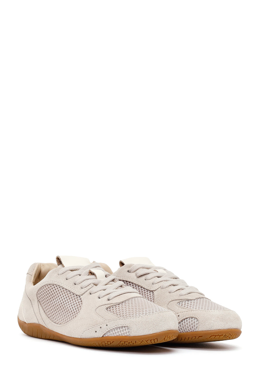 Kadın Bej Bağcıklı Süet Deri Sneaker