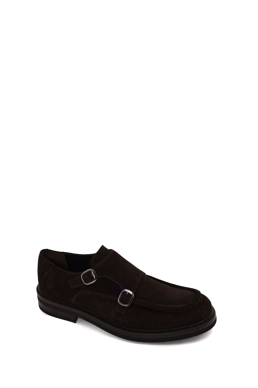 Male Brown Double-Buckle Suede Casual Shoes