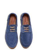 Men's Blue Suede Leather Espadrilles | Derimod
