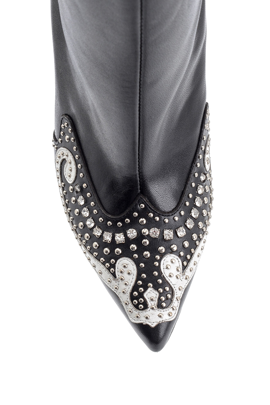 Women's Stone and Stud Detailed Leather Boots