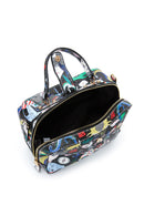 Women's Black Long Strap Patterned Fabric Handbag | Derimod