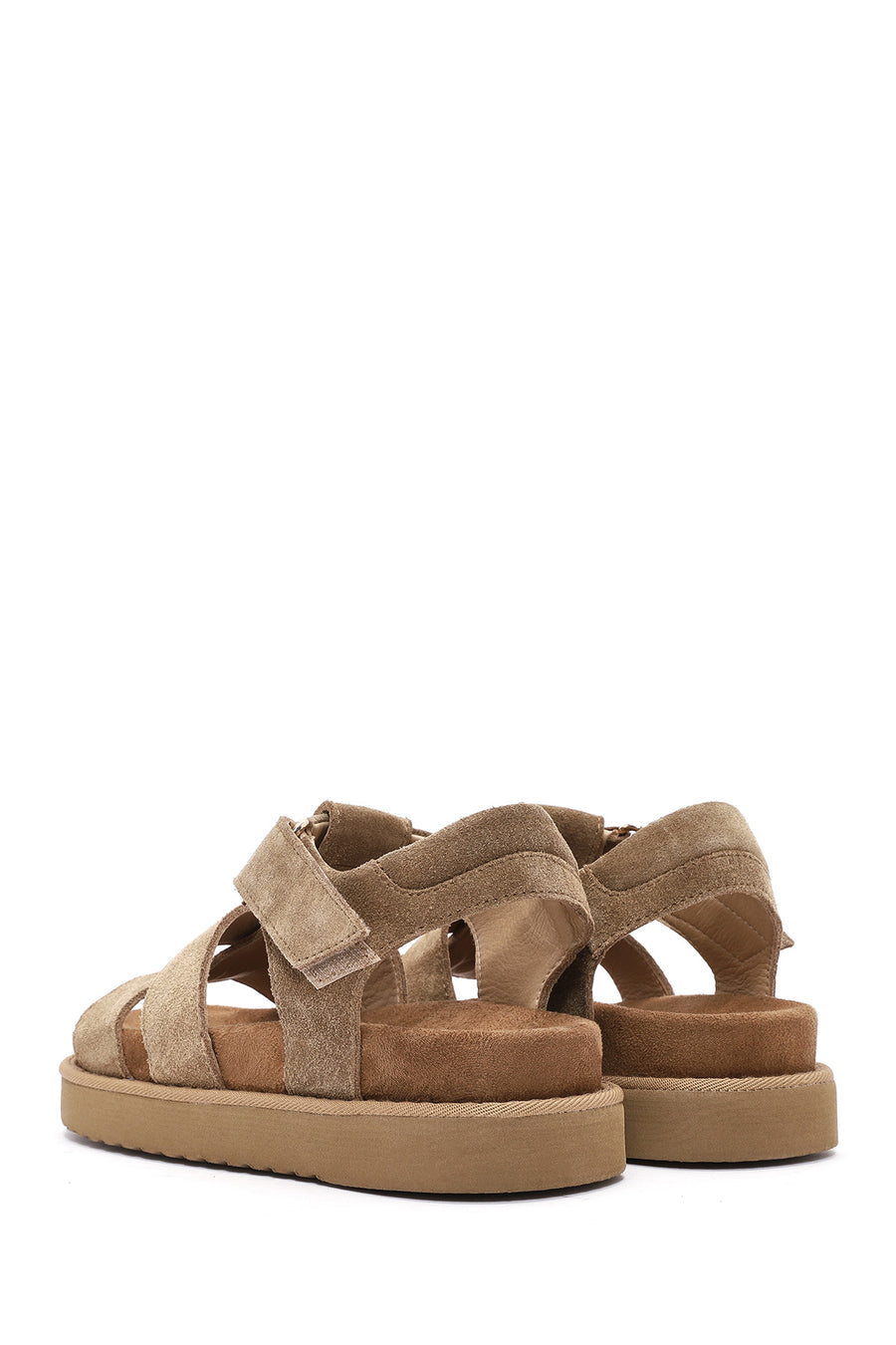 Women's Brown Thick Soled Suede Leather Sandals