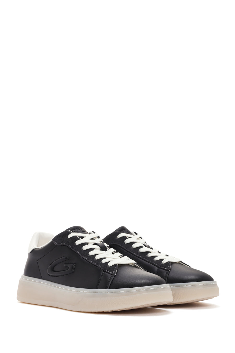Alberto Guardiani Erkek Siyah New Era Bağcıklı Deri Sneaker