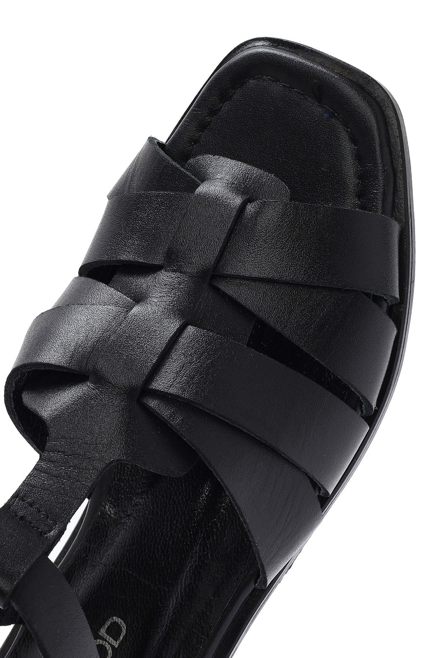 Women's Black Ankle Strap Leather Sandals