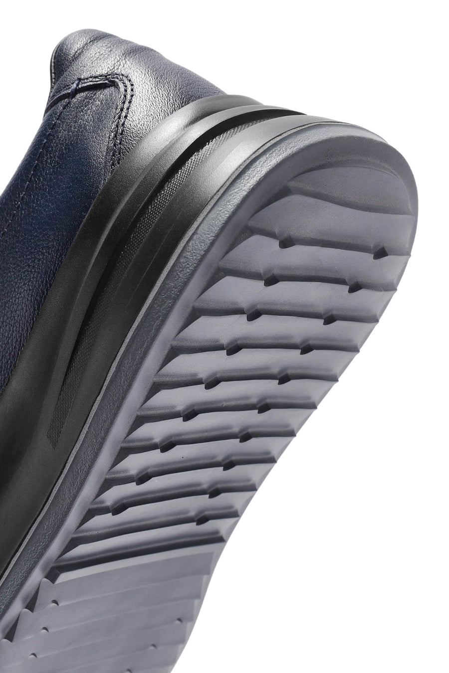 Erkek Lacivert Bağcıklı Deri Sneaker