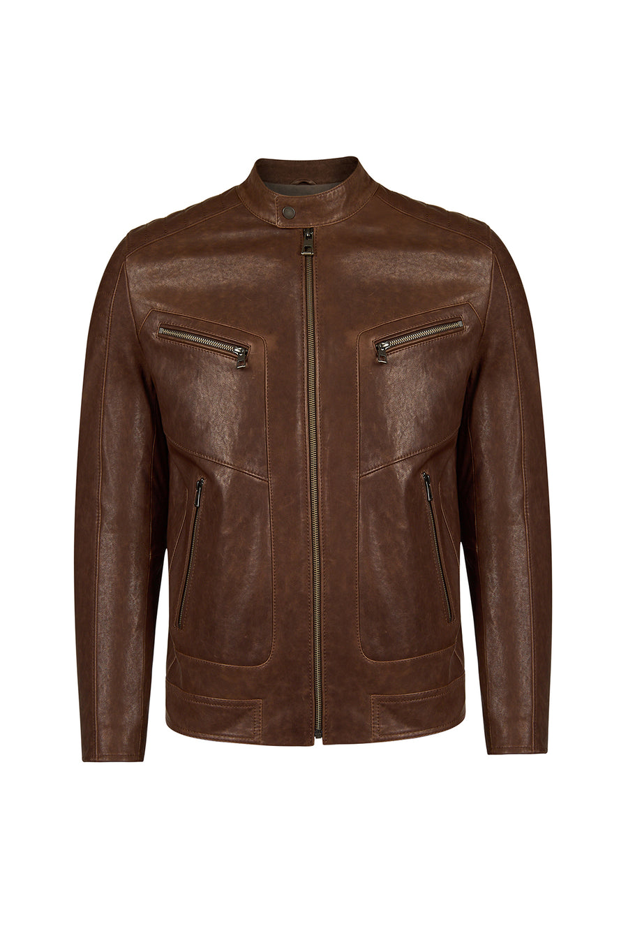 Luka Male Brown Slim-Fit Leather Jacket 26WGF66332Z | Derimod