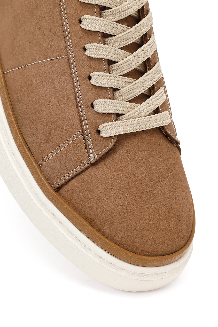 Male Beige Lace-up Nubuck Leather Sneaker