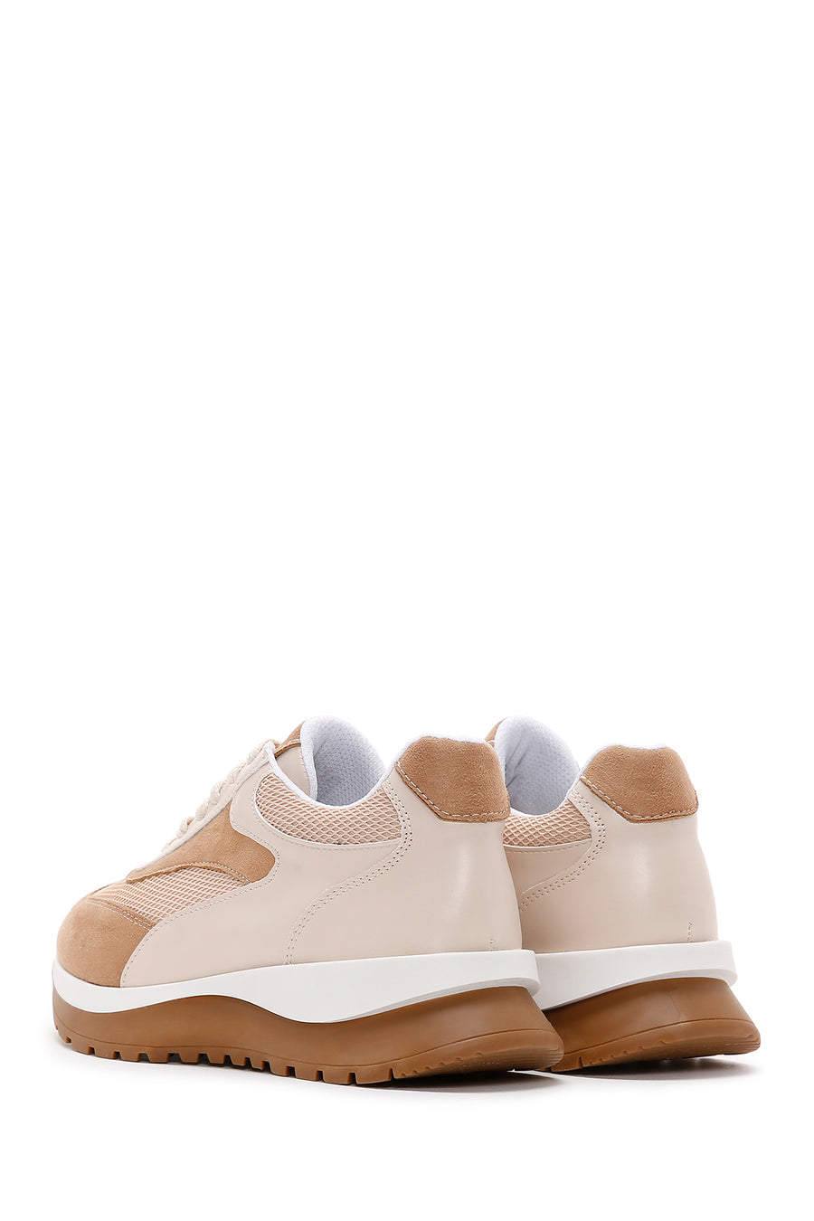 Kadın Bej Süet Detaylı Sneaker